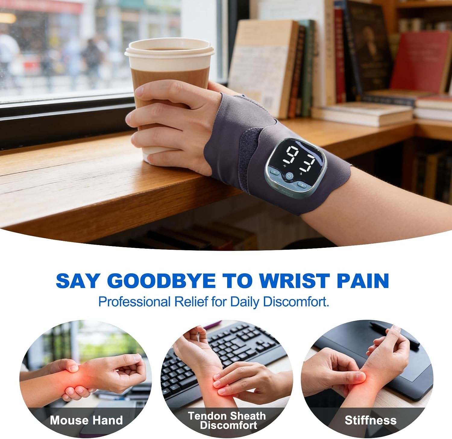 Hand Massager with Heat -5 Modes 9 Intensity Levels,3 Heat Settings Rechargeable