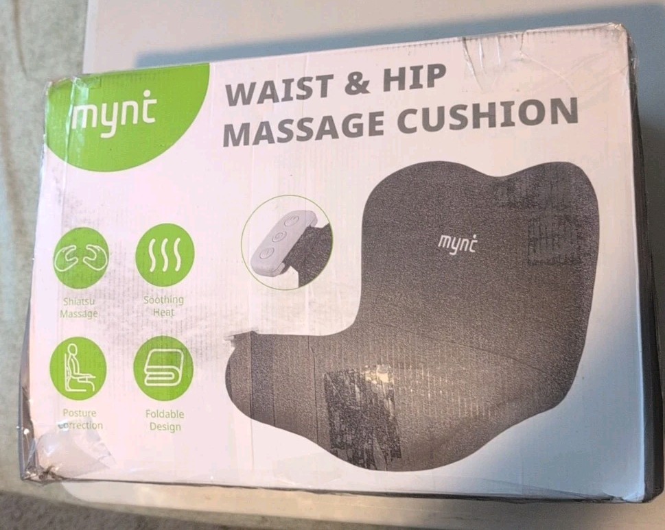 MYNT Waist & Hip Massage Cushion Lower Back Massager Seat w/ Heat Shiatsu