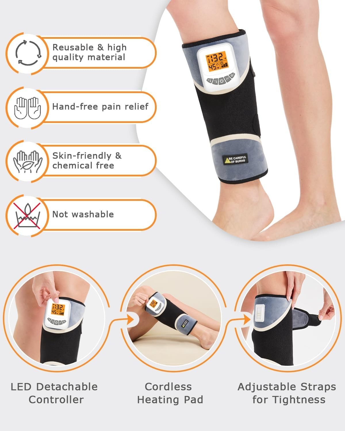 5000mAh Portable Leg Heating Pad with Adjustable Temperature & Vibration Relief