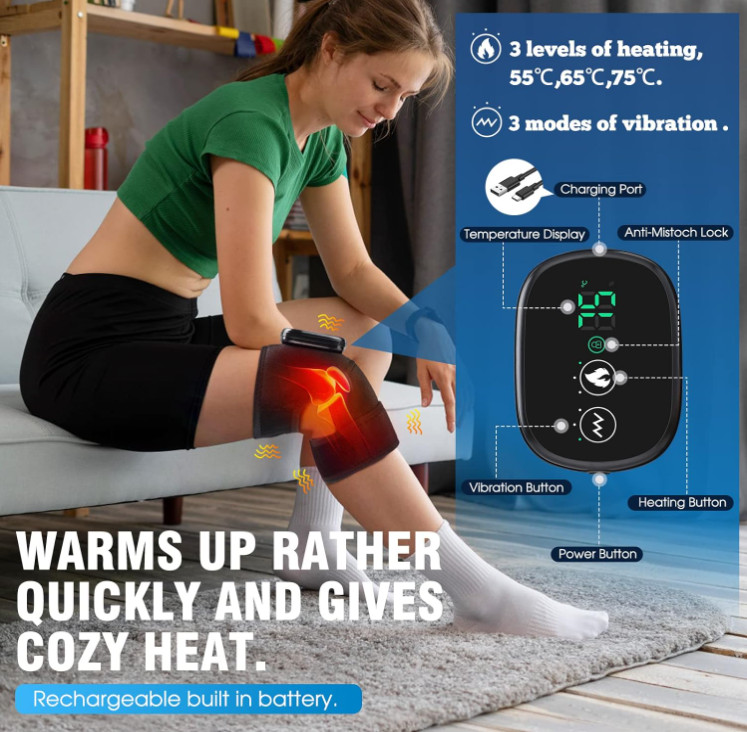 Masajeador de rodilla con calor y vibración para alivio de dolor articular,Nuevo