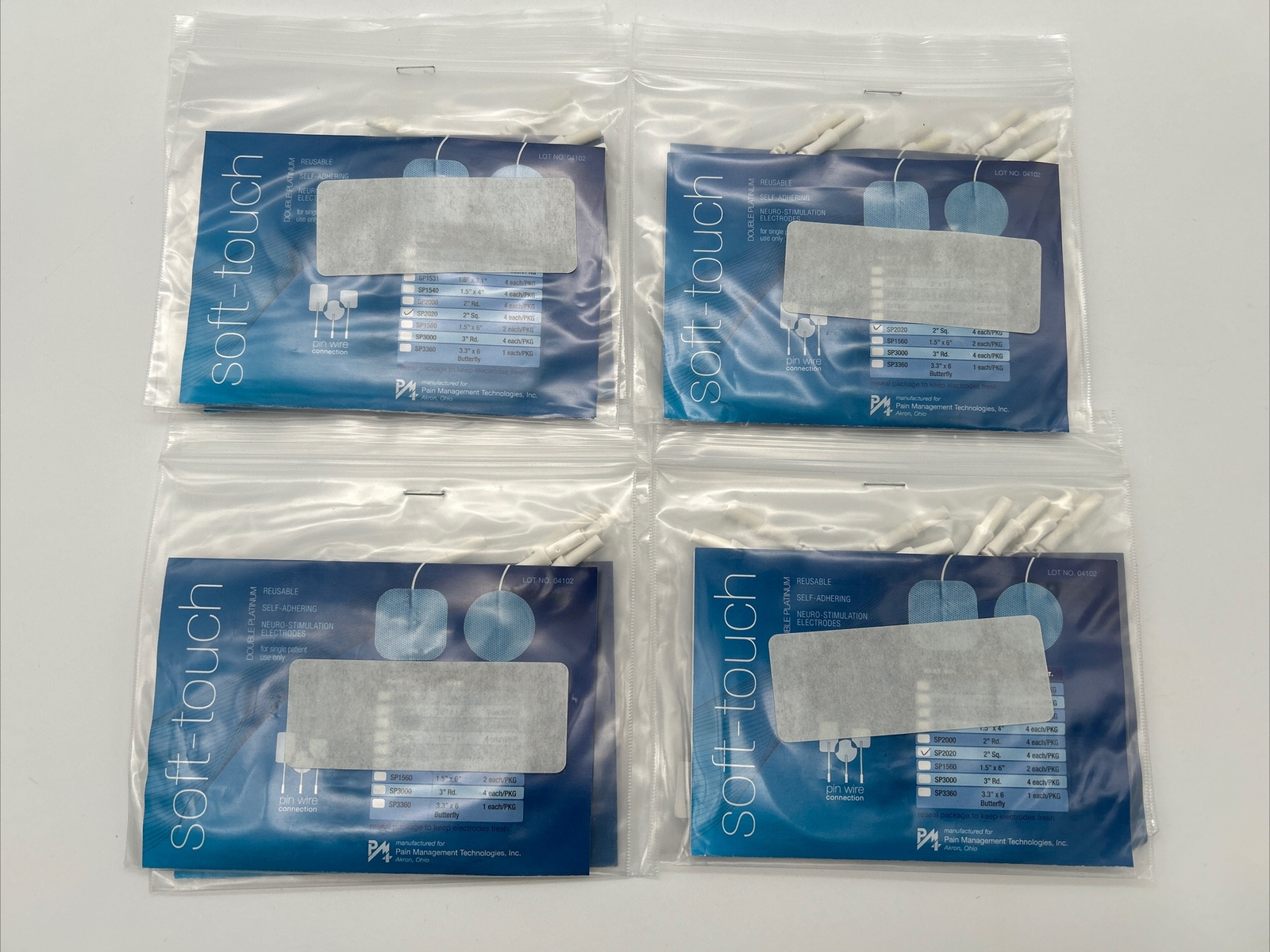 4 X Replacement Pads for Massagers / Tens Units electrode 2”Sq. Blue Cloth