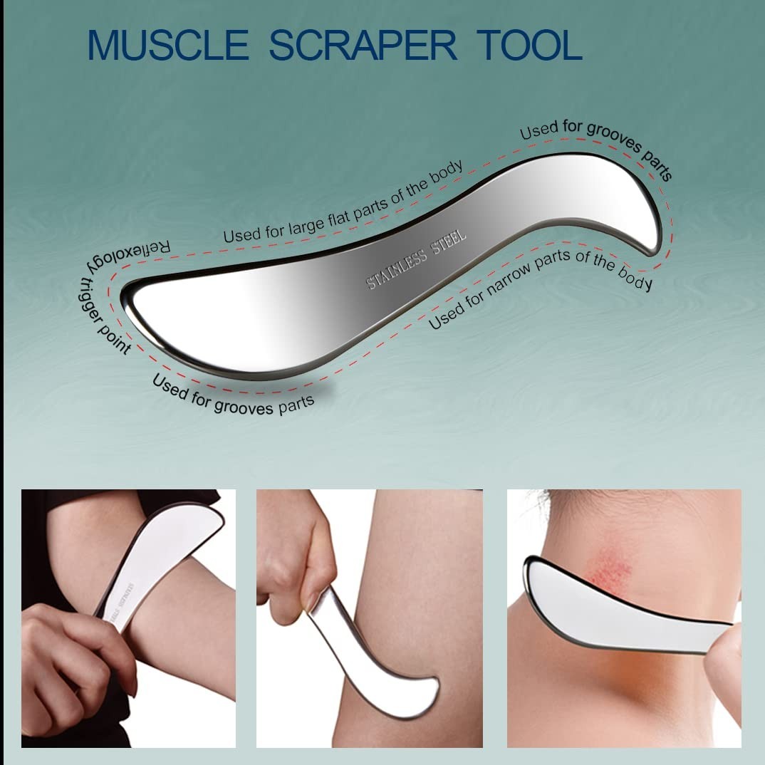 3-in-1 Stainless Steel Muscle Scraper Set | IASTM Tools for Physical Therapy & G