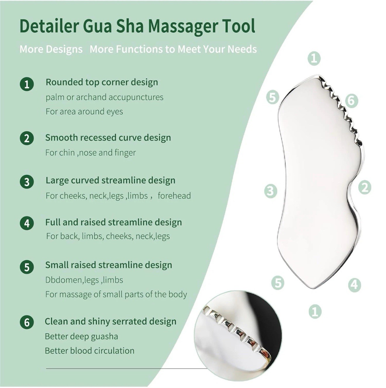 2Pcs Gua Sha Facial Tools Stainless Steel, Detailer GuaSha Set for Face New