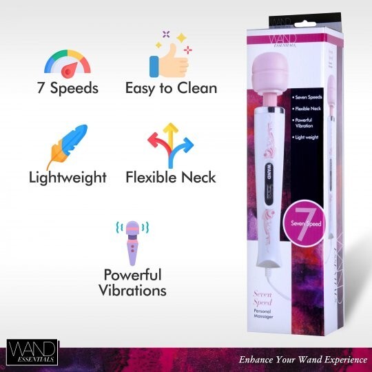Wand Essentials 7-Speed Vibrating Massager Full Body Massage TPR Free US S&H New