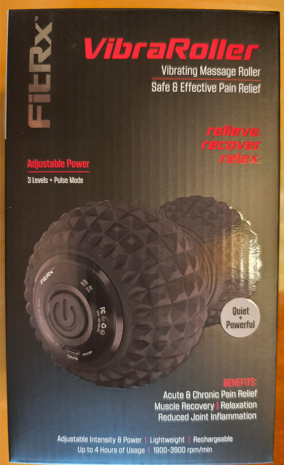 FitRx Vibraroller Vibrating Roller Massager MUSCLE RELIEF HAND HELD Recharge