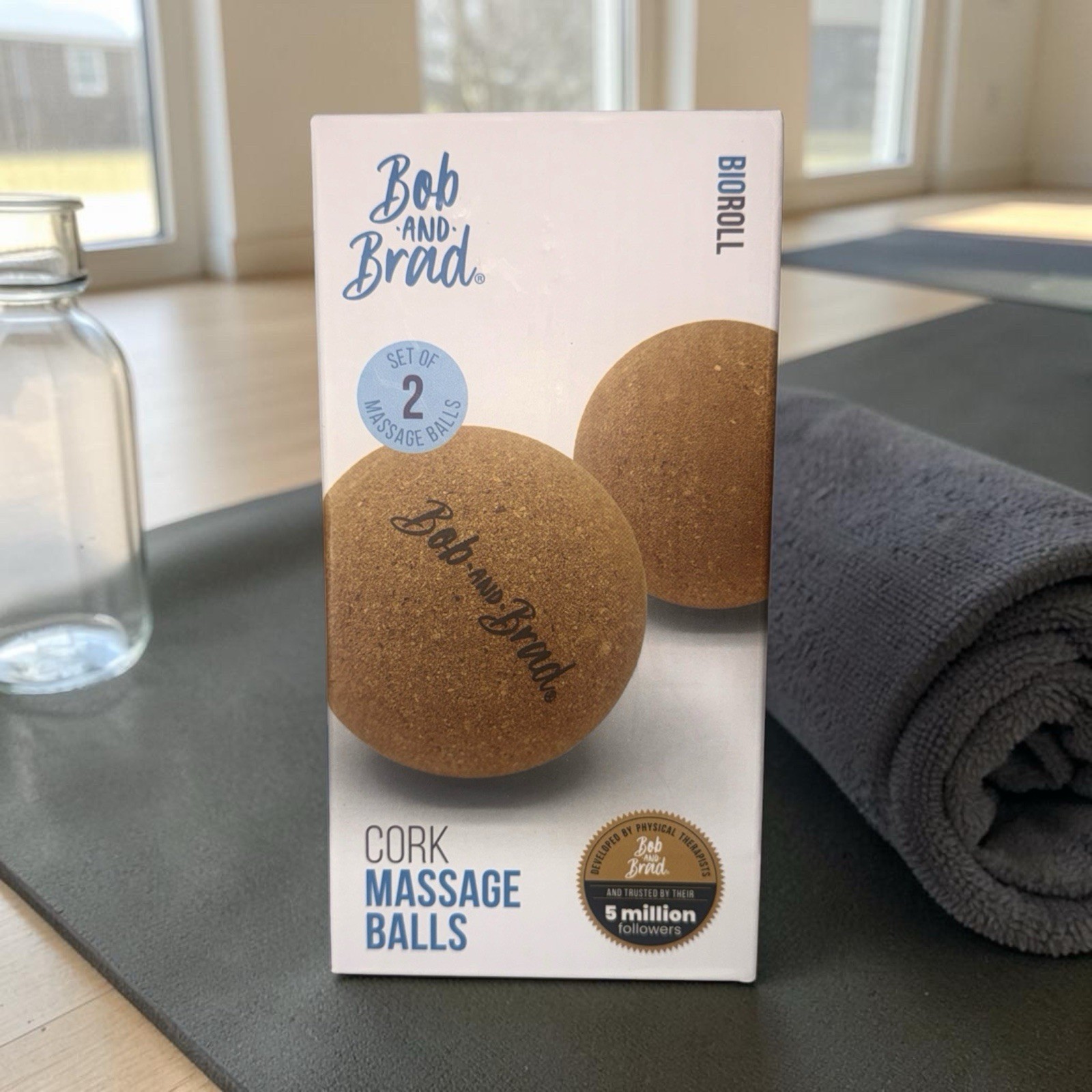 Bob and Brad 2PCS Cork Massage Balls Physical Massage Lacrosse Ball Set for Yoga