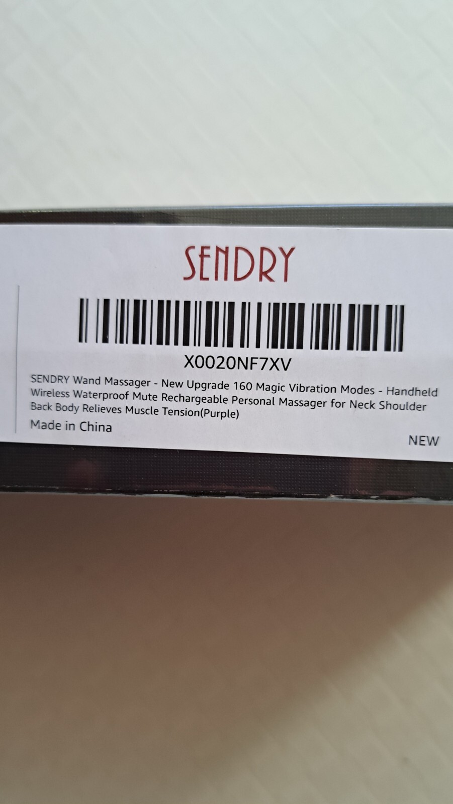 Sendry Wireless Waterproof Wand Massager 8 Speeds Purple NEW SEALED