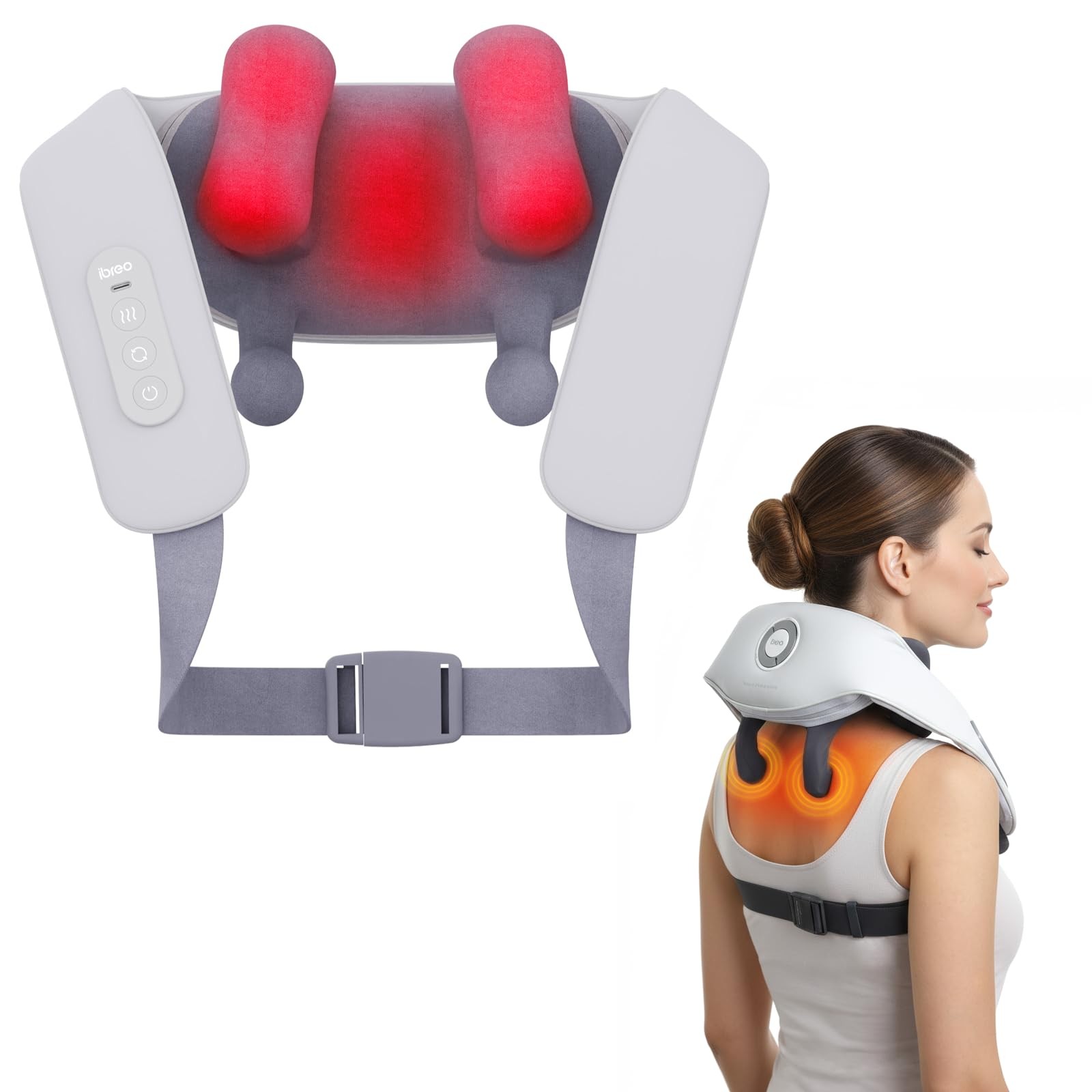 Shiatsu Neck and Back Massagers with Heat, 150 Mins Use, 4 Modes & Adjustable Ma