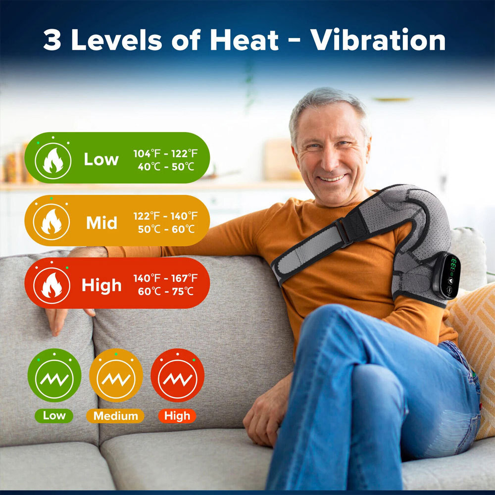 Electric Heated Shoulder Massager with Vibration Massage Brace Joint Pain Relief
