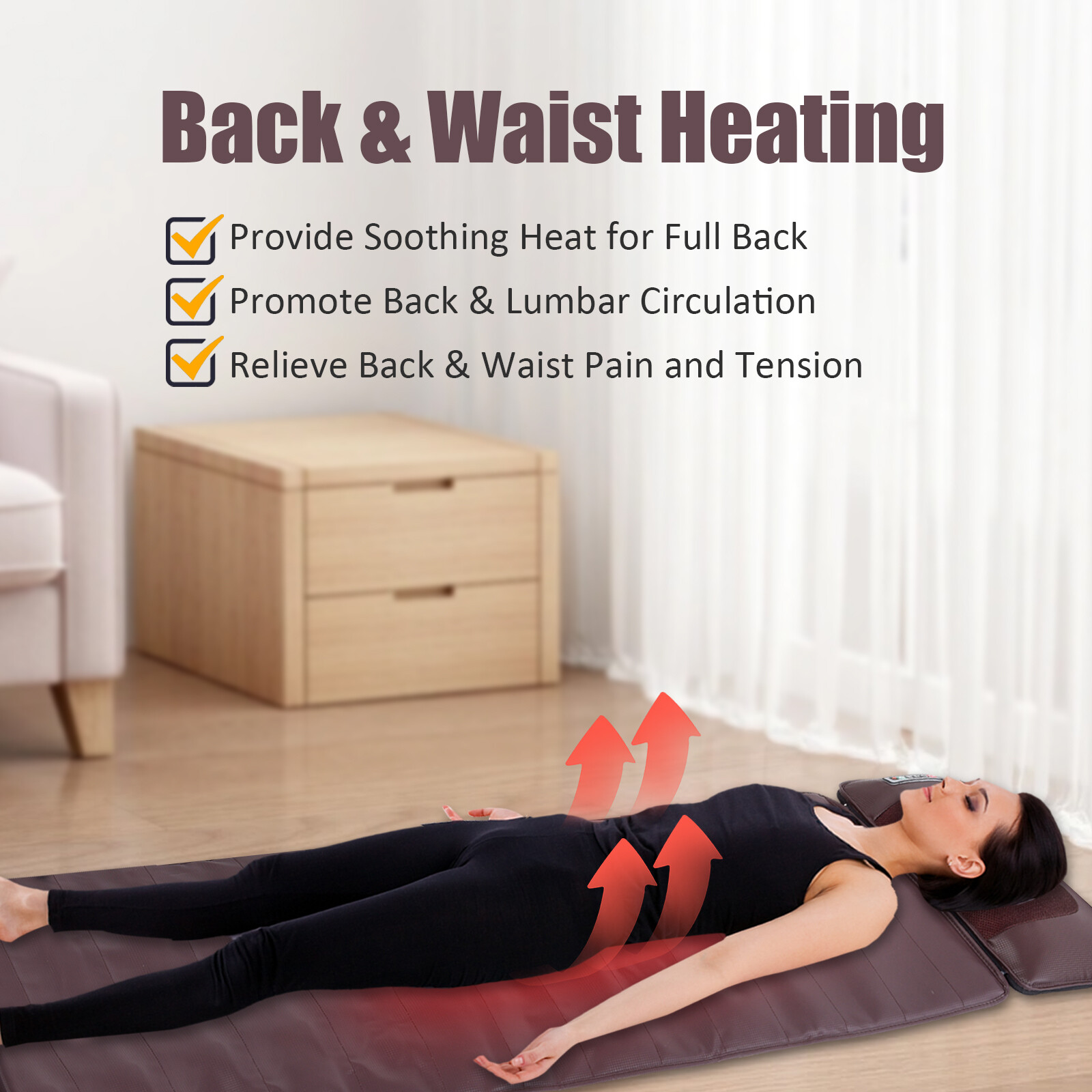 8 Mode Massage Seat Cushion with Heated Back Neck Massager Chair Home & Car