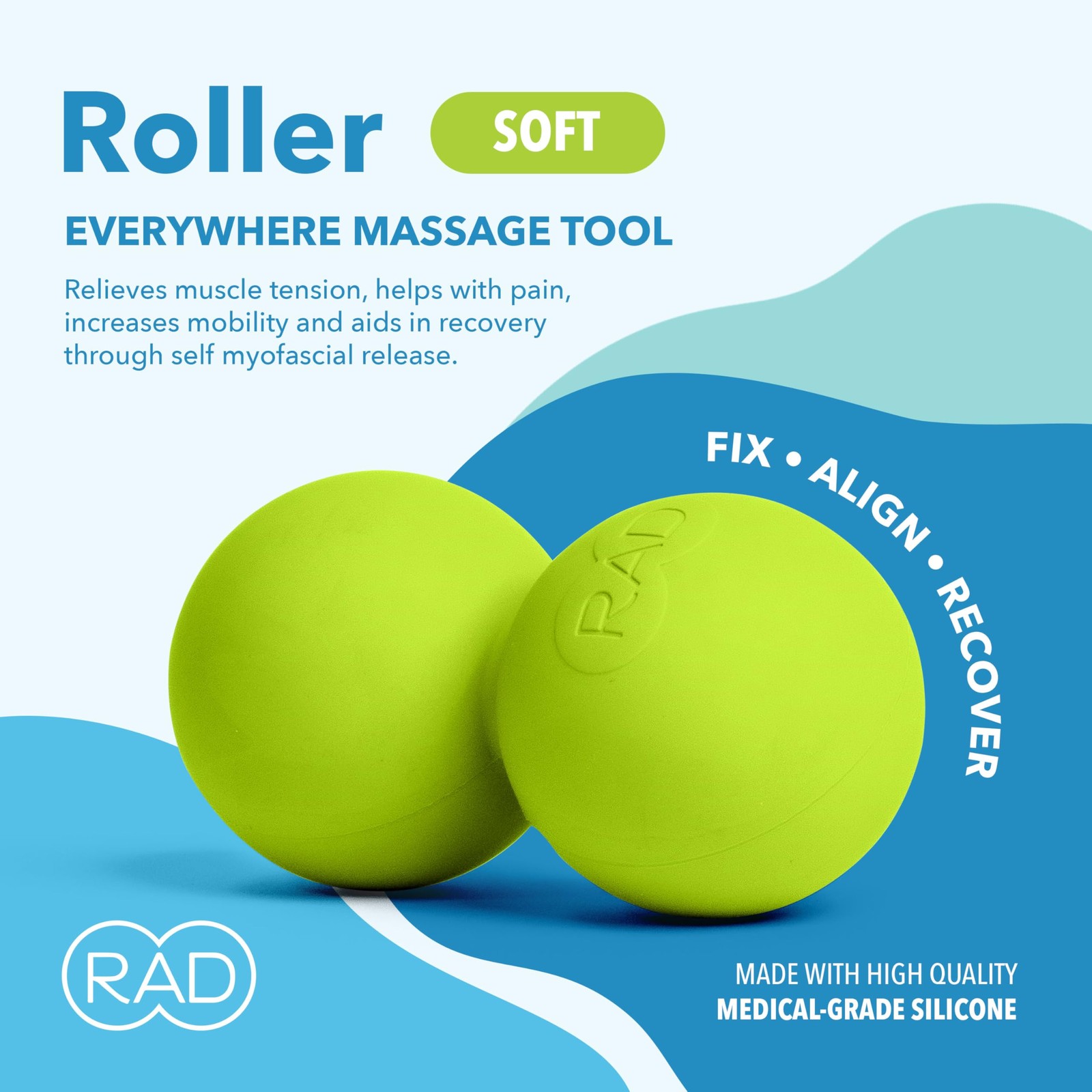 RAD Soft Peanut Massage Ball – Low Density Yoga Deep Tissue Roller Ball –