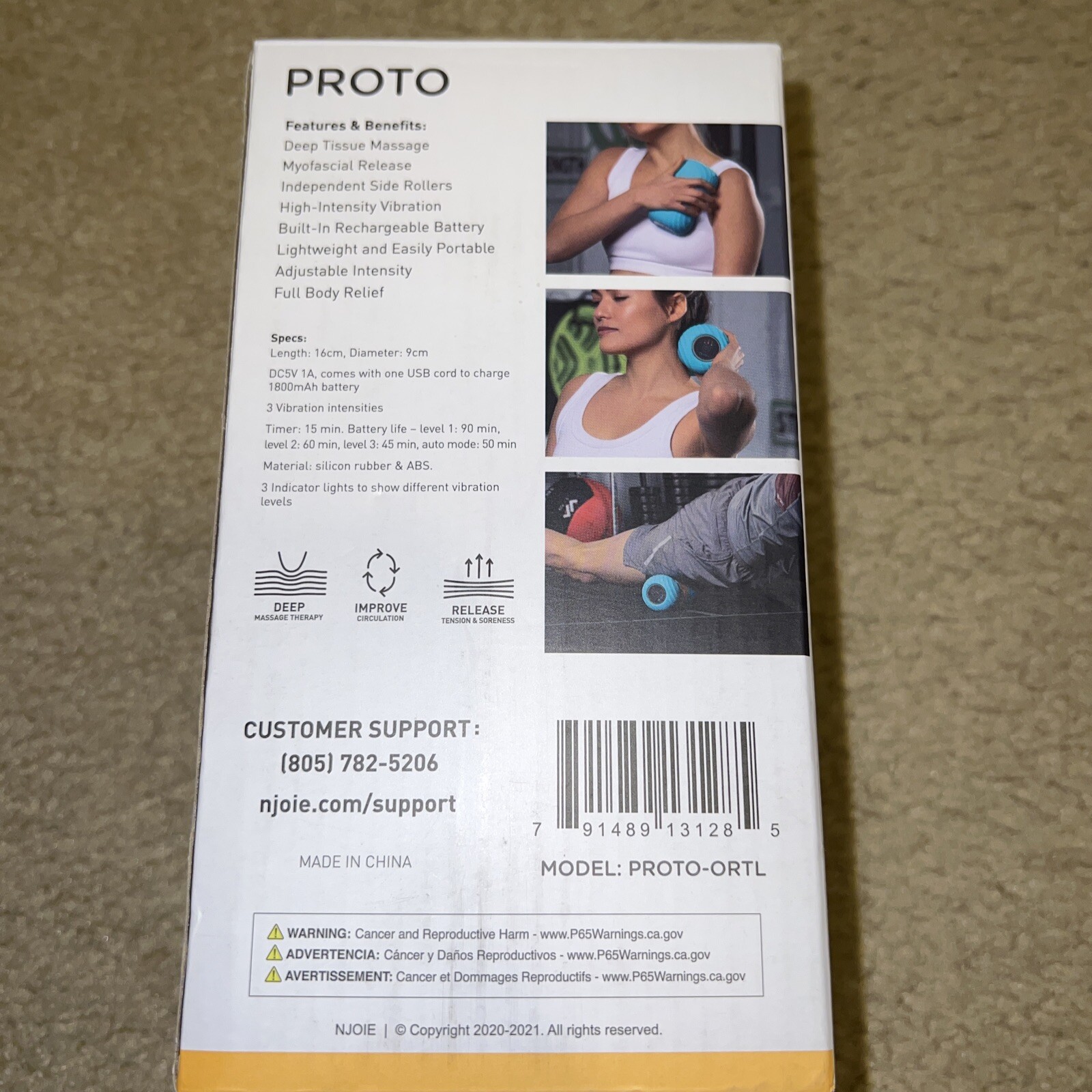 PROTO Vibrating Peanut Massage Roller Ball By Njoie â Teal / Orange