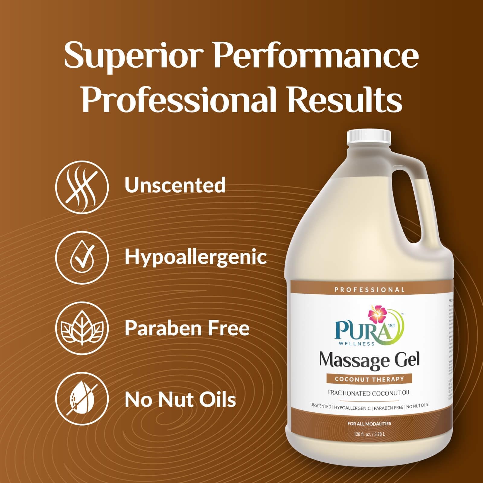 Pura 1st Coconut Therapy 1 Gallon Massage Gel, Coconut Oil, Professional, Mas…