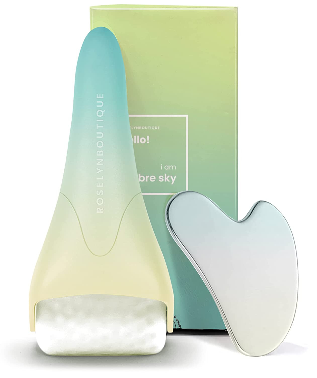 NEW Ice Roller and Gua Sha Facial Tool Reduce Wrinkle Puffiness Aging Skin Care
