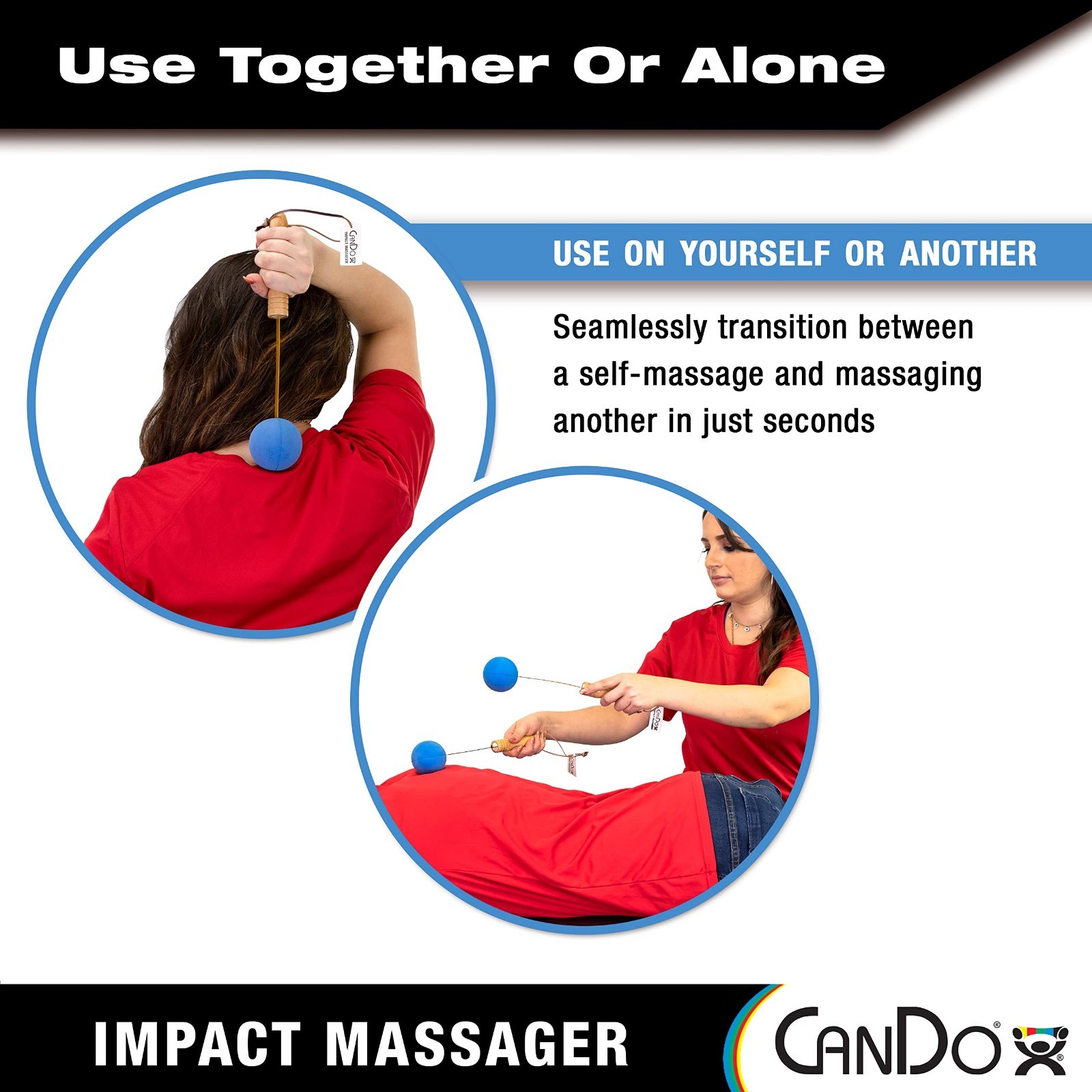 2 Pack Manual Ball Massage Tools – Flexible Stick Massagers for Sore Muscles, Ba