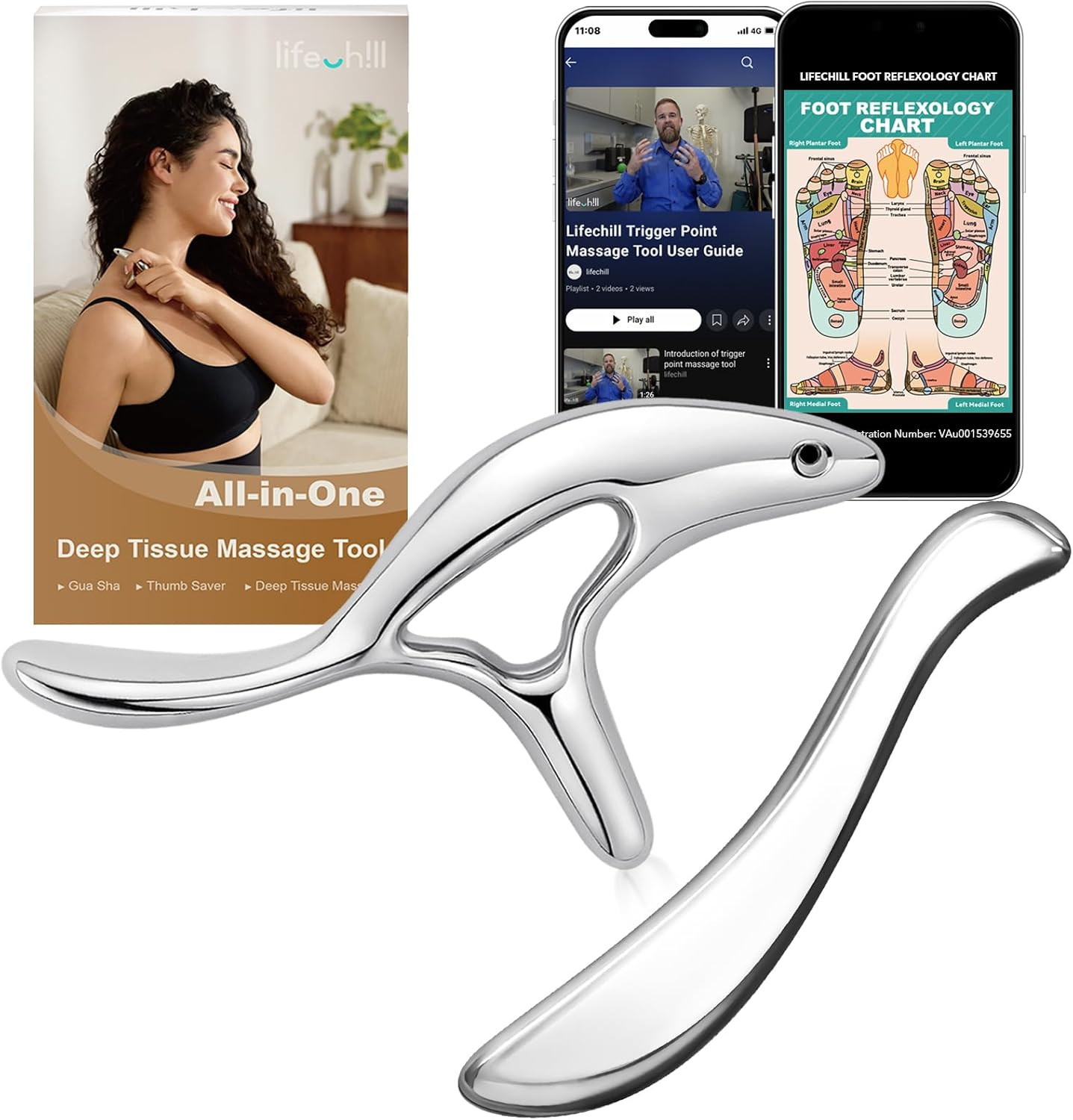 Metal Massage Kit,Stainless Steel Body Gua Sha Tool,Pressure Point Trigger Point