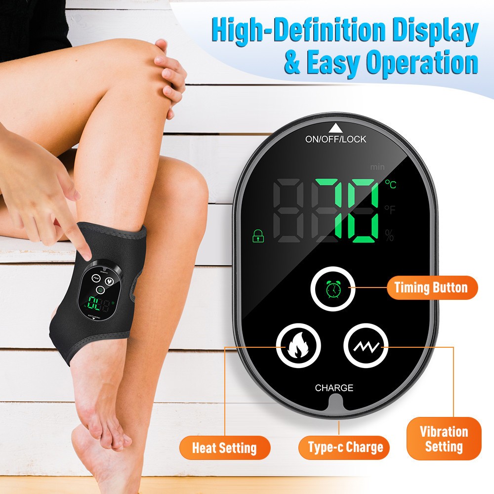 Cordless Foot Ankle Massager Pain Relief with 6 Heat Levels, 3 Vibration Modes