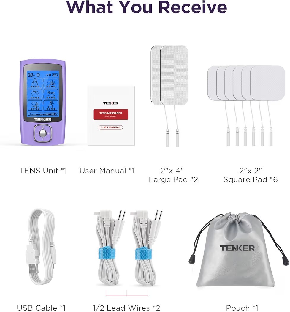 TENS Unit Muscle Massager 24 Modes EMS Machine for Pain Relief Complete W Pads