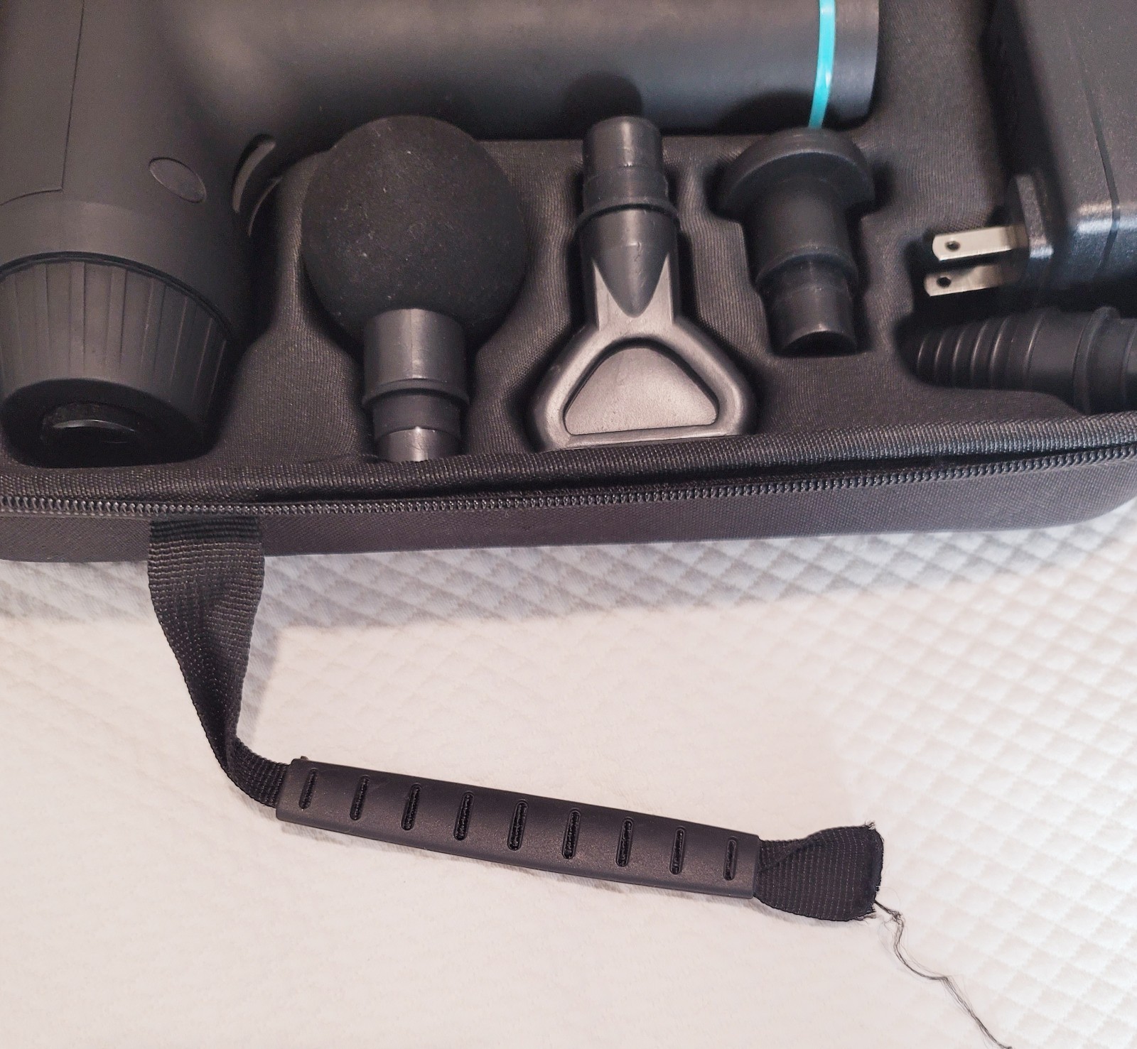 Black Massage Gun Percussion Deep Tissue Corded Electric 4 Heads Carry Case
