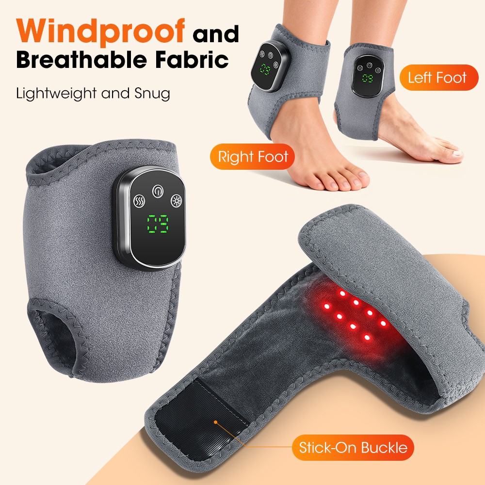Ankle Massager Red Light Therapy Pain Relief 3 Vibration Modes and 5 Heat Level