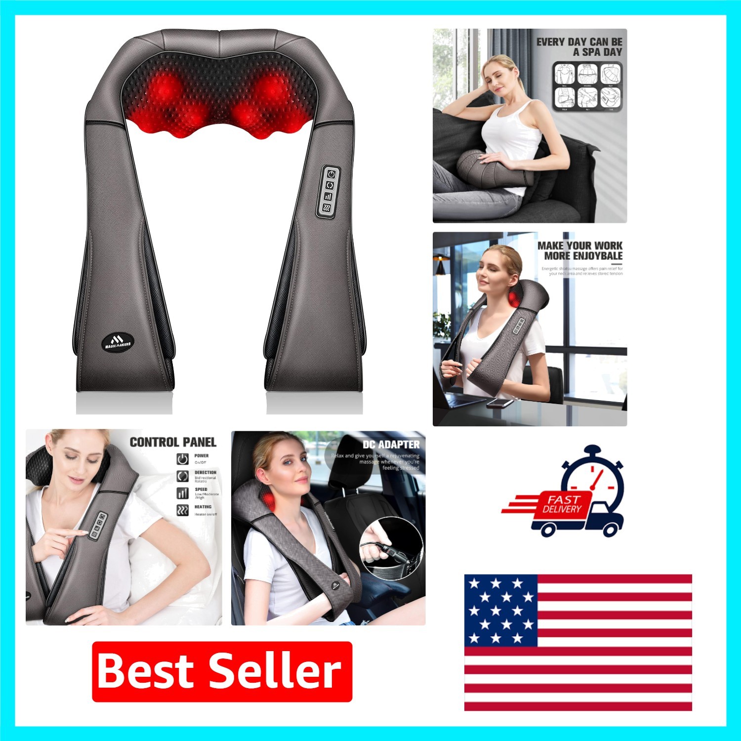 Ergonomic Neck Massager with Auto Shut-off & Heat – Pain Relief for Everyday Use