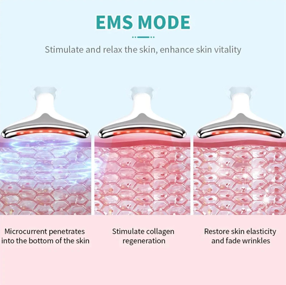 7-Color LED Face & Neck Massager – Warm Vibration Skincare Device