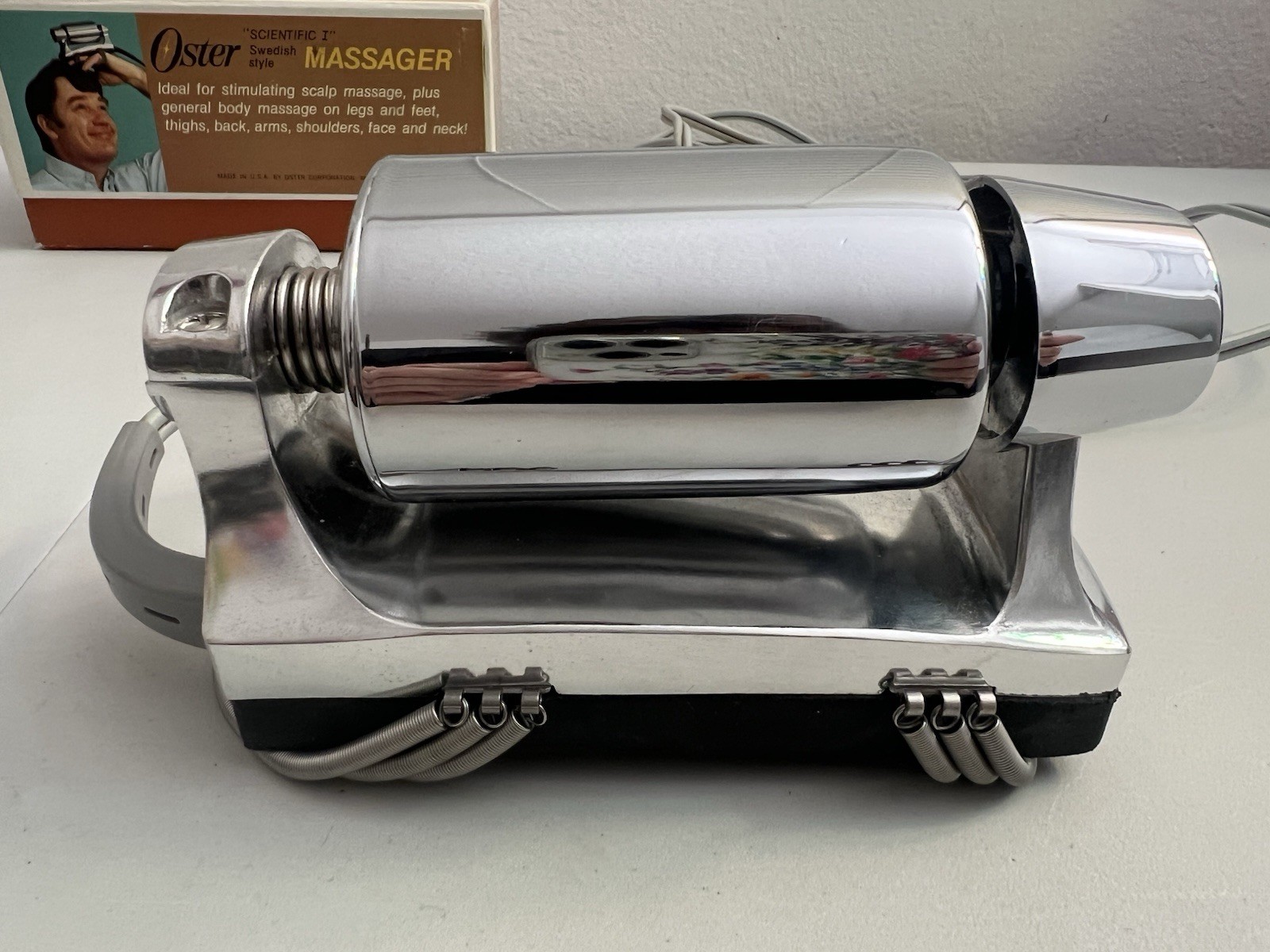 Vintage Oster «Scientific I» Swedish Style Massager Model 126-01 Chrome EUC Box
