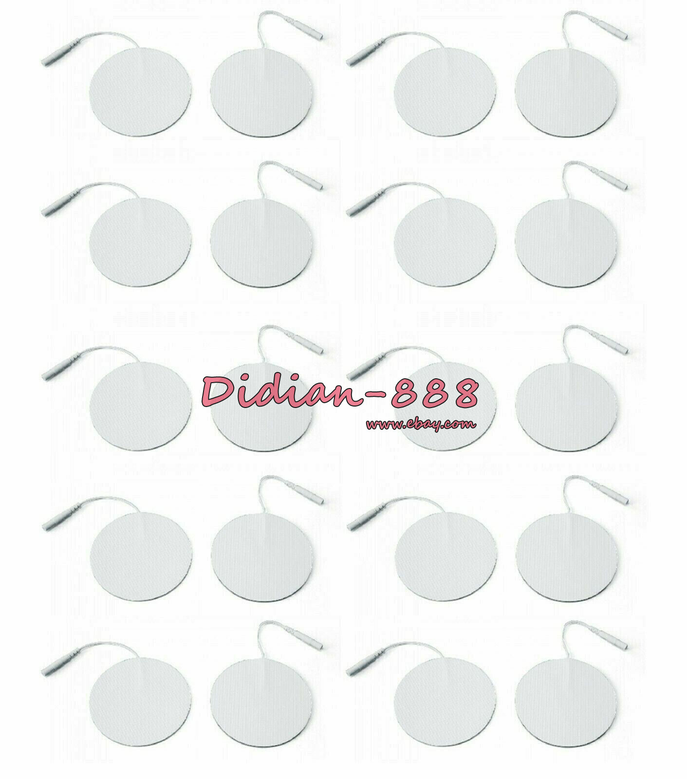 36 Rounded Electrode Pads EMS for Tens Massager 7000 3000 1.25″ White Cloth US