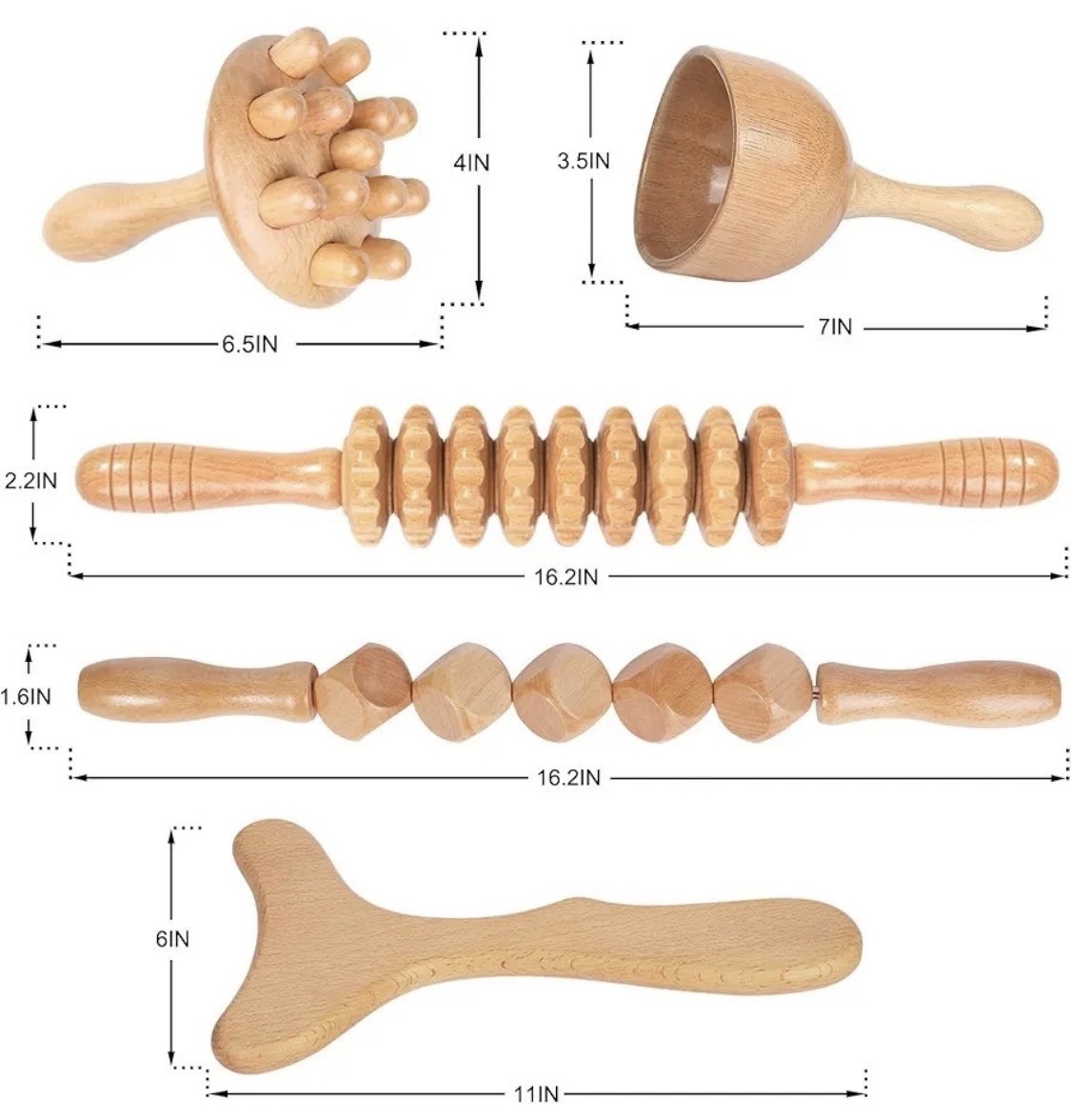 Komogir Wood Therapy Massage Tools 5-In-1 Lymphatic Drainage Massager