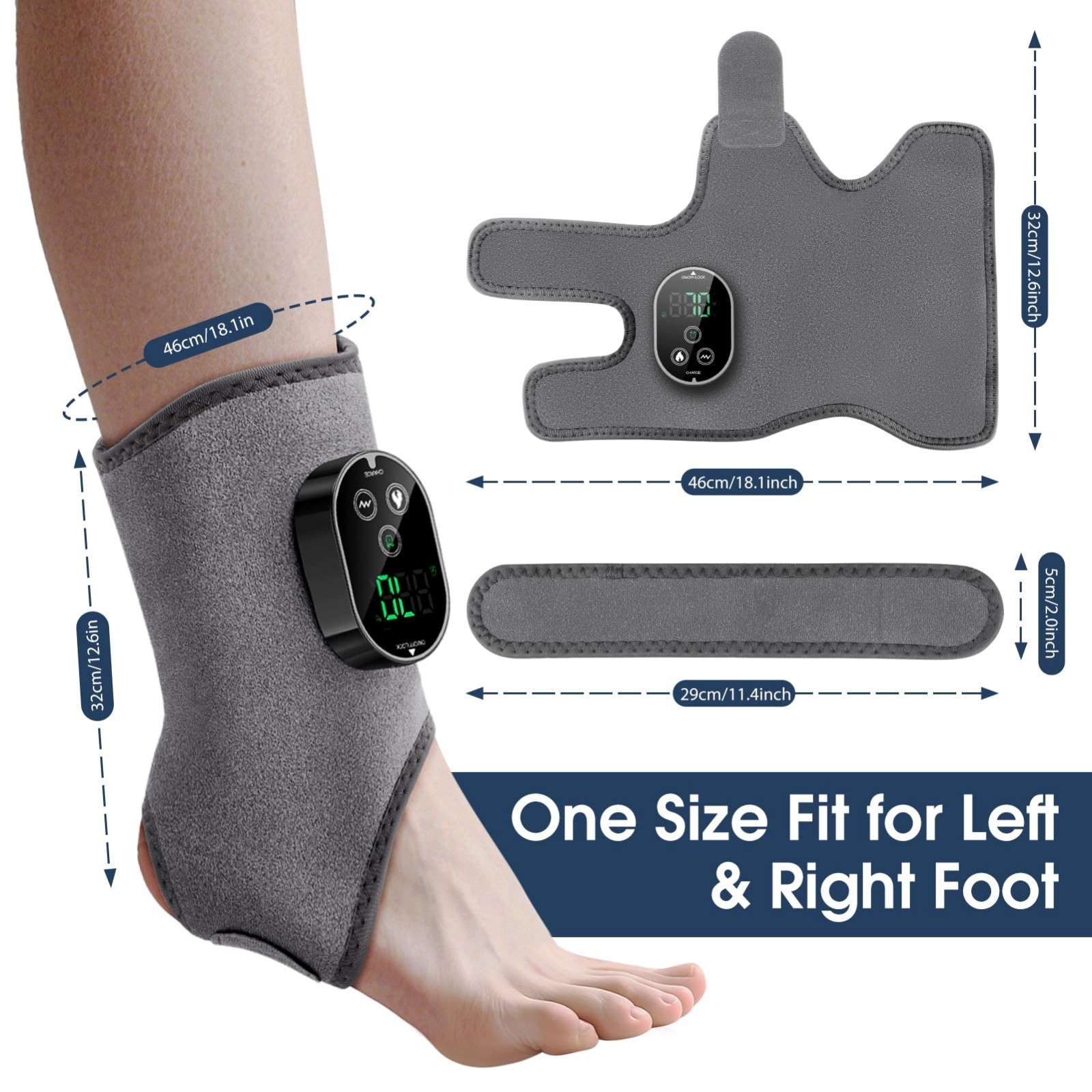 Heated Foot Massager for Neuropathy, Pain Relief Ankle Wrap & Massage Pad