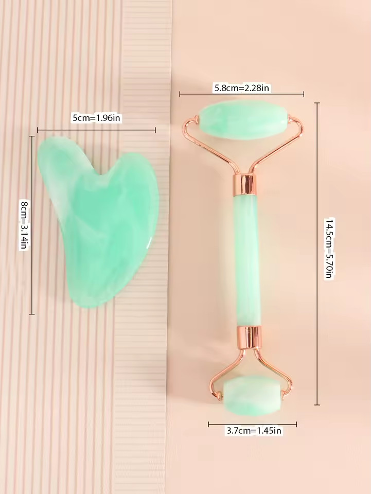 Facial Massage Beauty Tool Set Face Roller Cup Gel Pack Pink