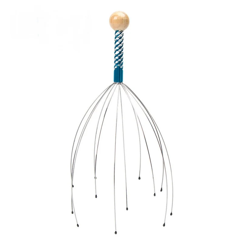 1PC Octopus Head Massager Stainless Steel Engraved Head Relaxer Brain Massage Cl