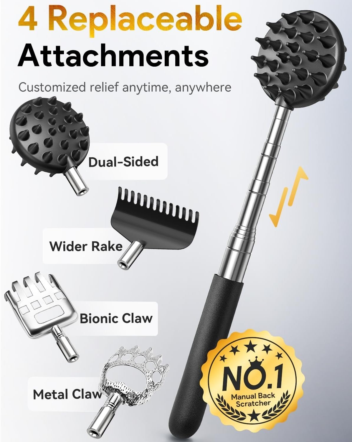 Oversized Telescoping Back Scratcher, Double Sided ABS Scratching Head, Back …