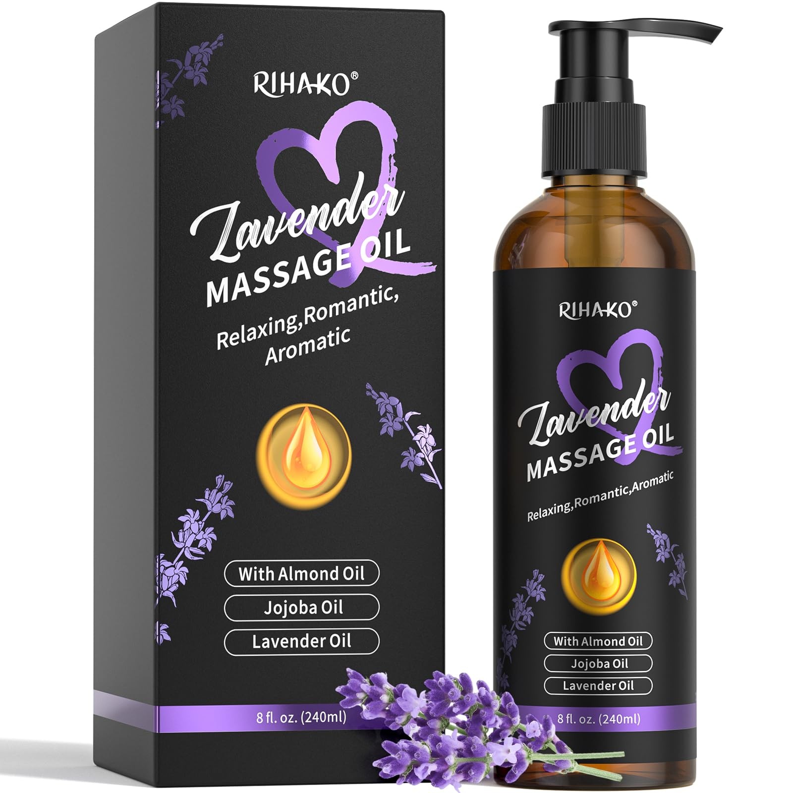 Lavender Sensual Massage Oil for 8 Fl Oz (Pack of 1),