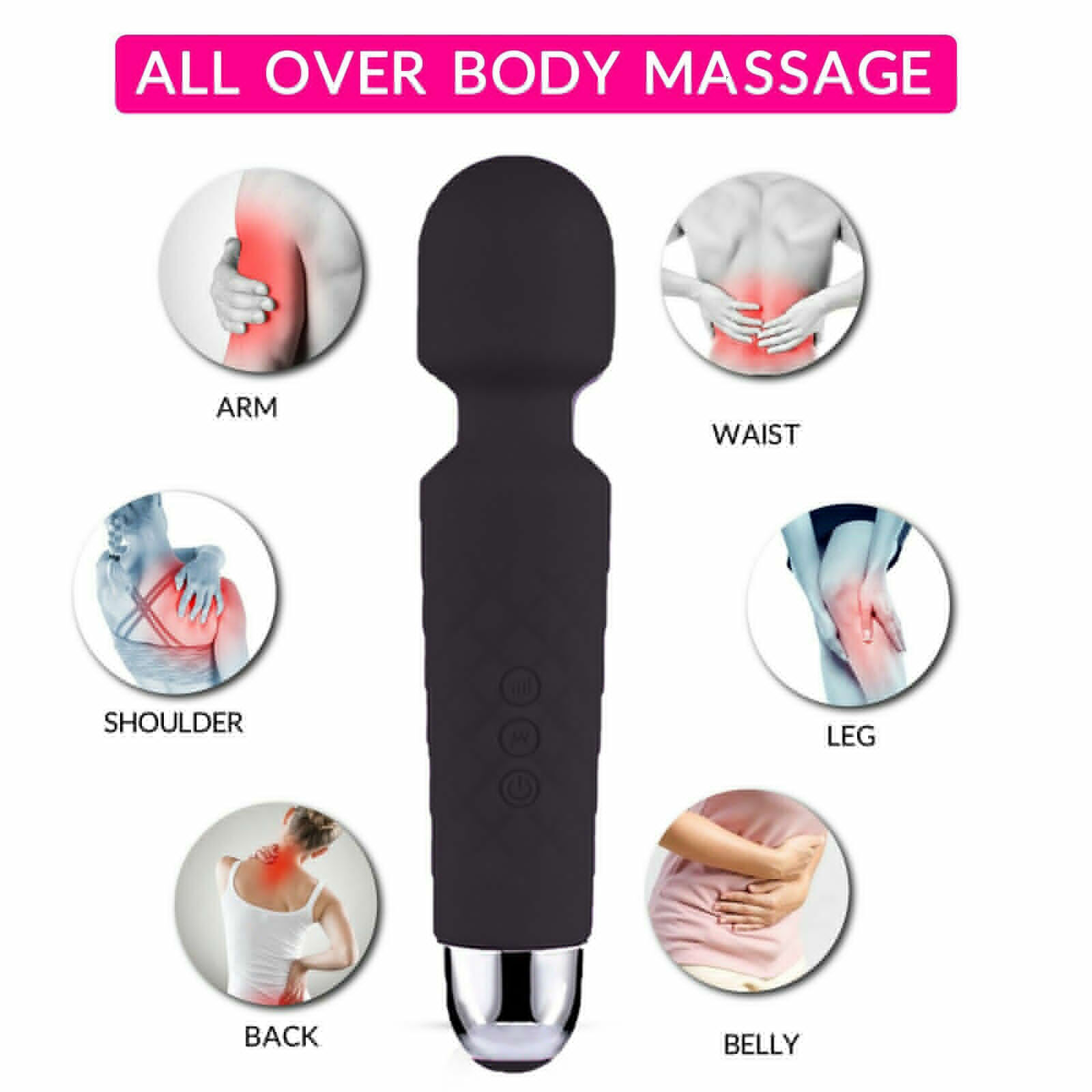 Handheld Massager 20 Speed Wand Vibrating Massage Magic Full Body Therapy Motor