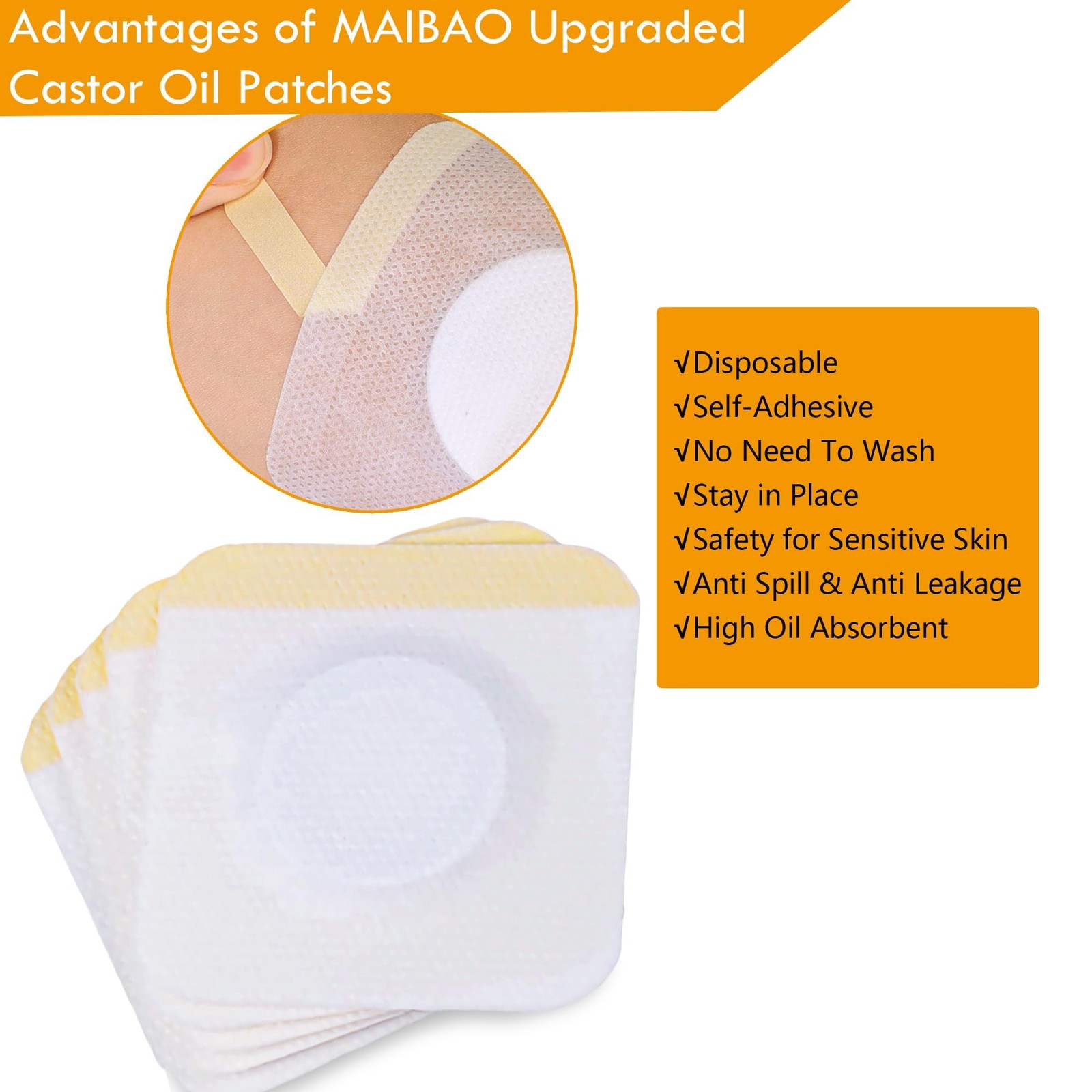 Castor Oil Patches for Belly Button, 54 Pack 3.2Inches 1 Count (Pack of 54)