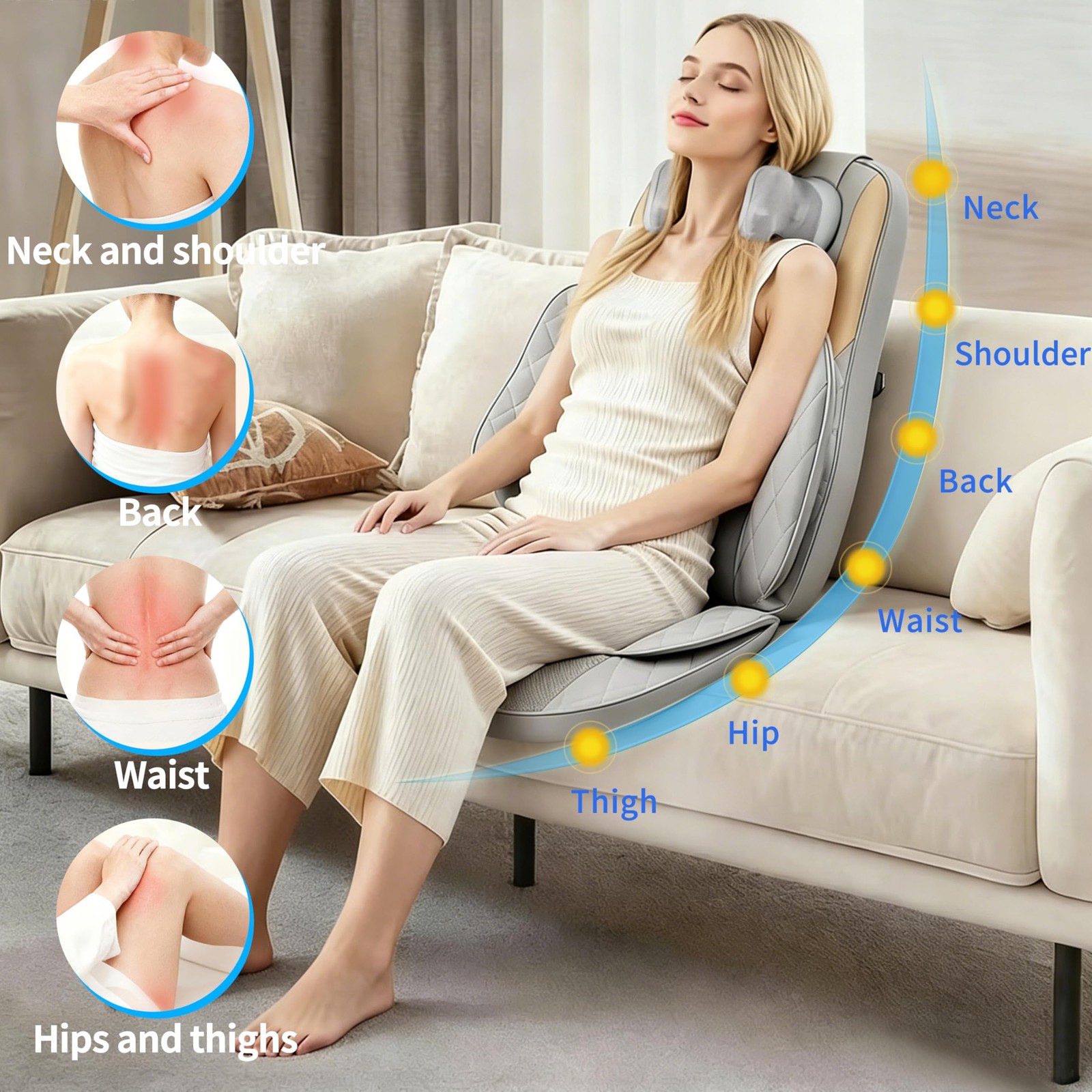 FIRRLUCO Shiatsu Neck and Back Massager with Heat, Full Back Kneading Back Ma…