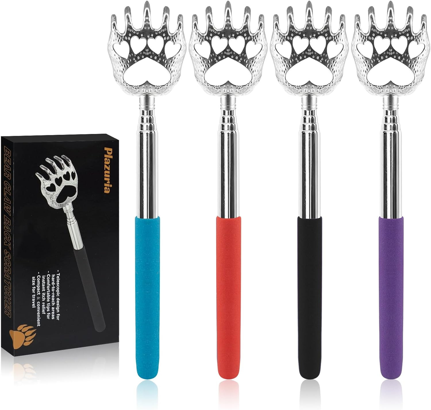 (4-Pack)Back Scratchers Portable Extendable 8.46 To 22.83 inches Stainless Steel