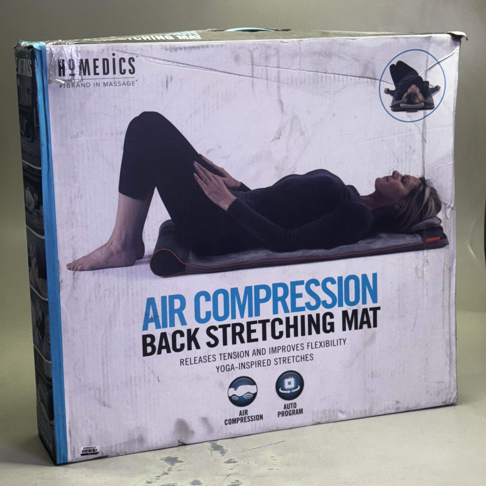 HOMEDICS Air Compression Back Stretching Mat 41″L x 20″W Grey BM-AC105