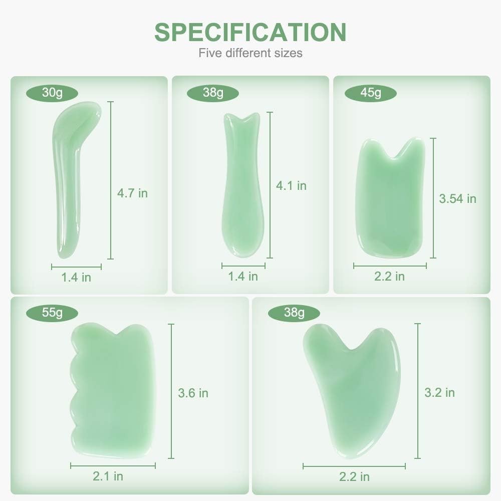 Traditional Gua Sha Tool Set: 5 Handcrafted Stones for Relaxation & Pain Relief