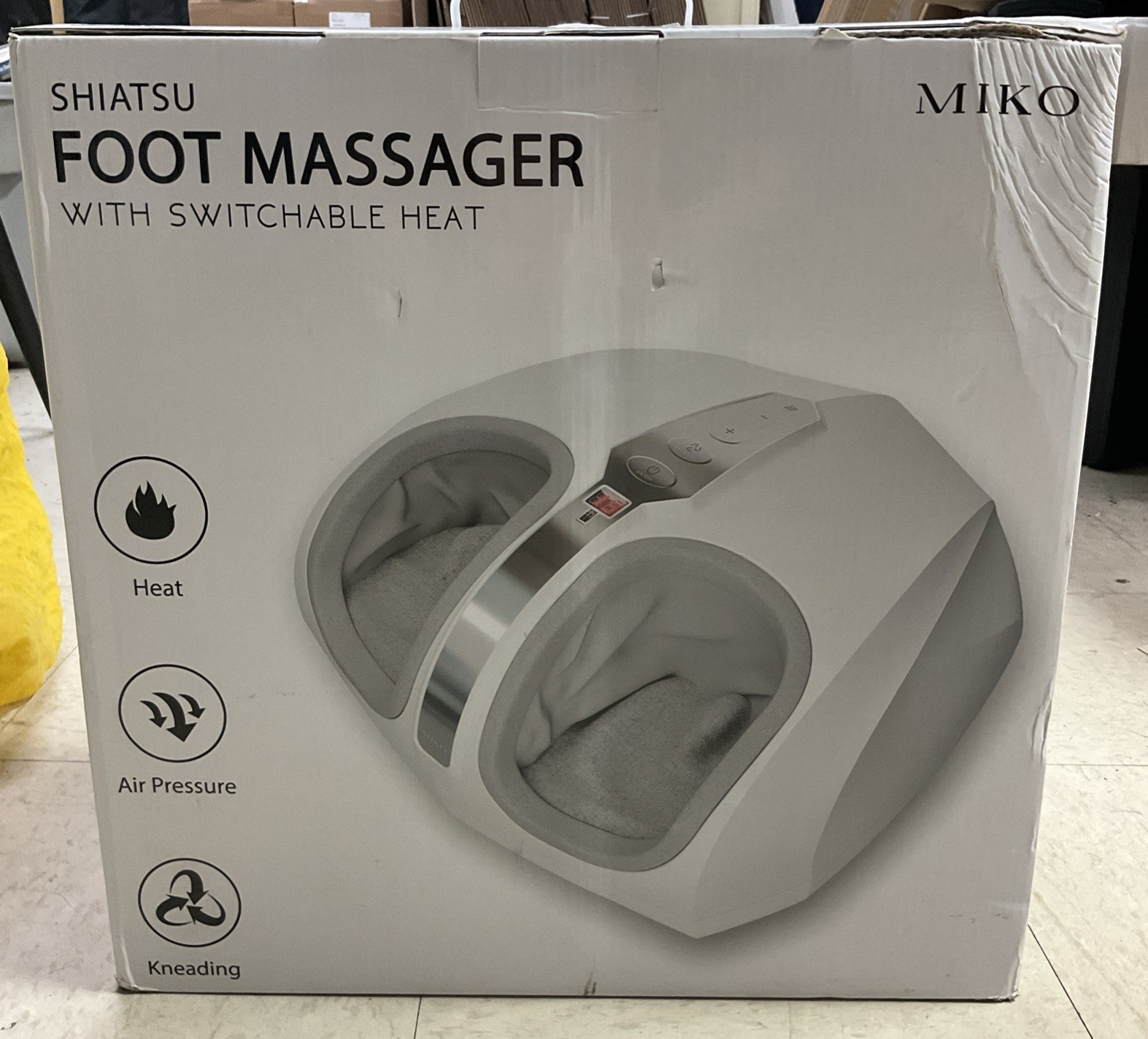 Miko Shiatsu Foot Massager Machine W/Heat Kneading Rolling & Vibration-RF670-WHT