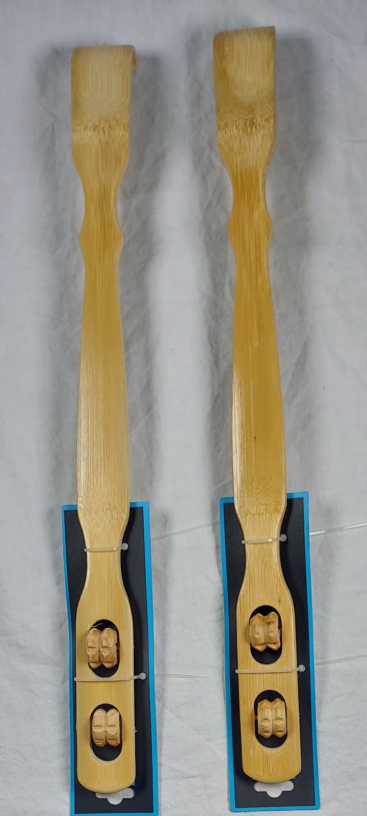 Two NuvoMed Bamboo Back Scratchers With Rollers NEW! Free Shipping!