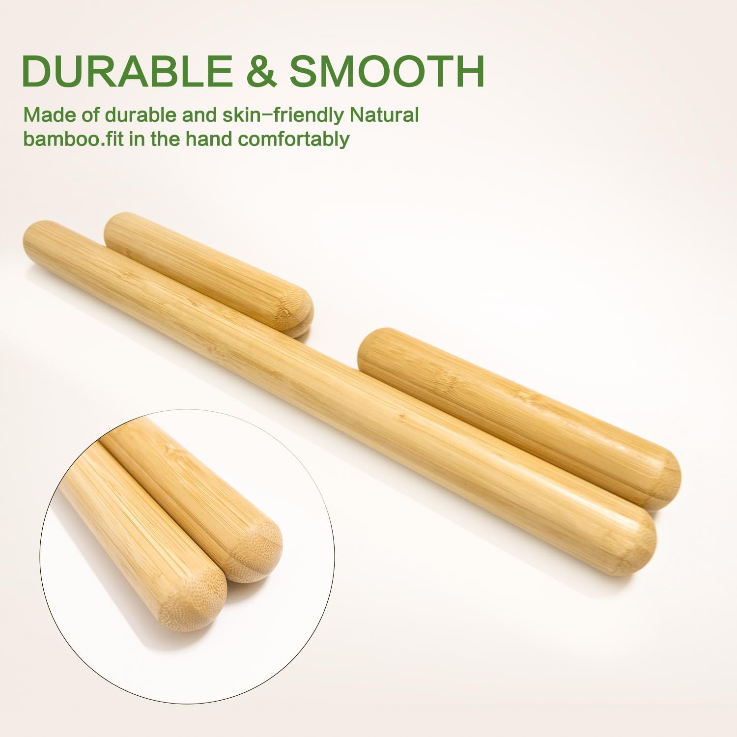 3PCS 100% Natural Solid Bamboo Massage Sticks,GuaSha Bamboo Massage Rollers f…