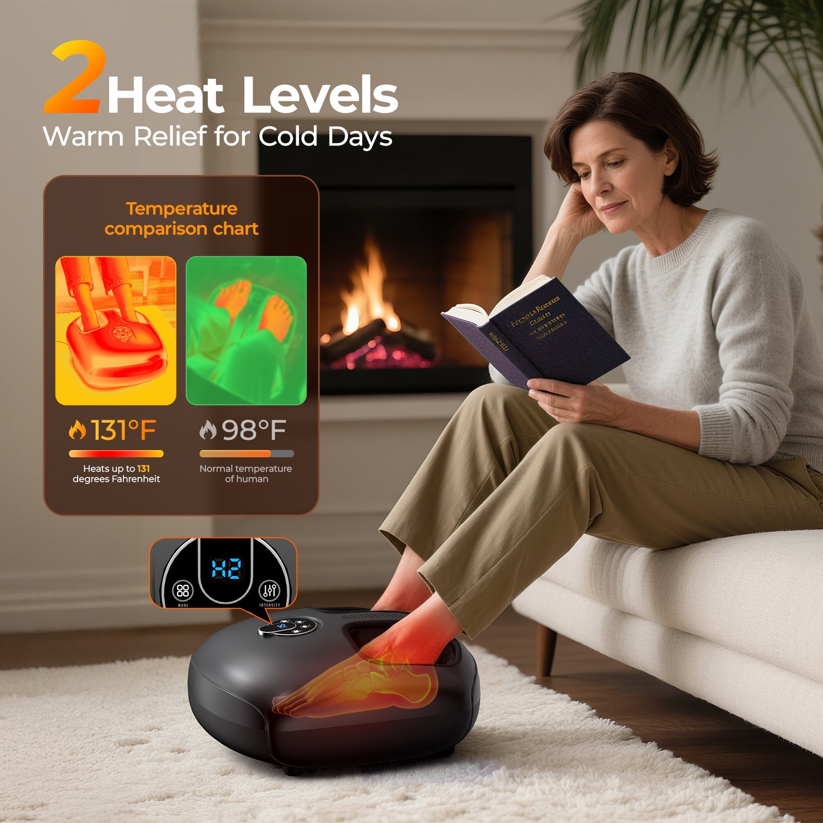 Foot Massager with Heat and Compression, Deep Kneading Shiatsu Foot Massager