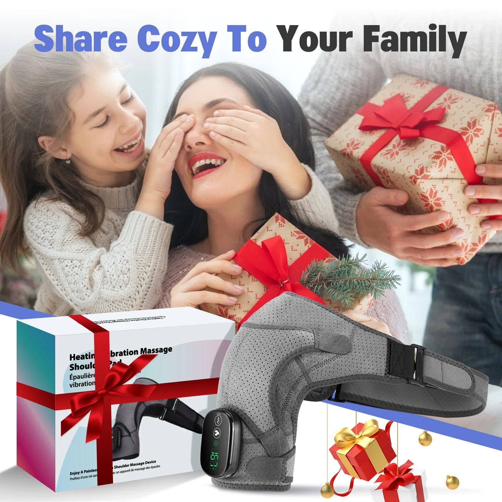3 in 1 Electric Heated Vibration Shoulder Massager Brace Wrap Joint Pain Relief