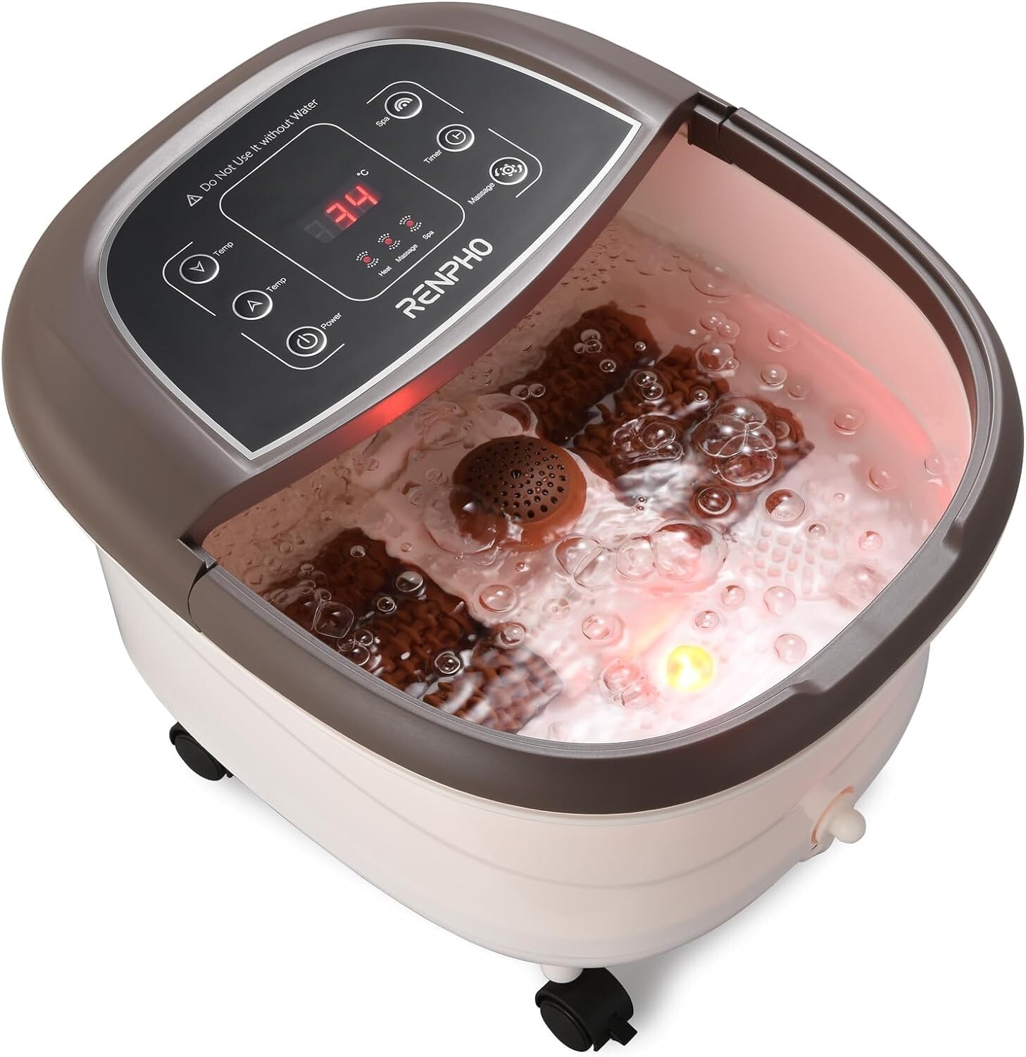RENPHO Foot Spa Bath Massager Heat Soaker Massage Bubble Roller Deep Soak Gift