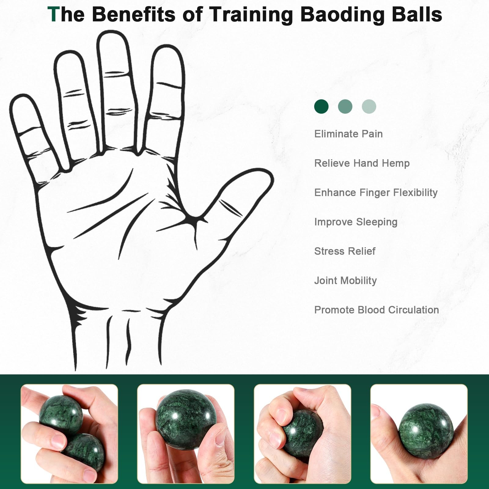 Hand Therapy Massage Balls Stress Relief Meditation Exercise 2 Inch 1.57 Inch Gr