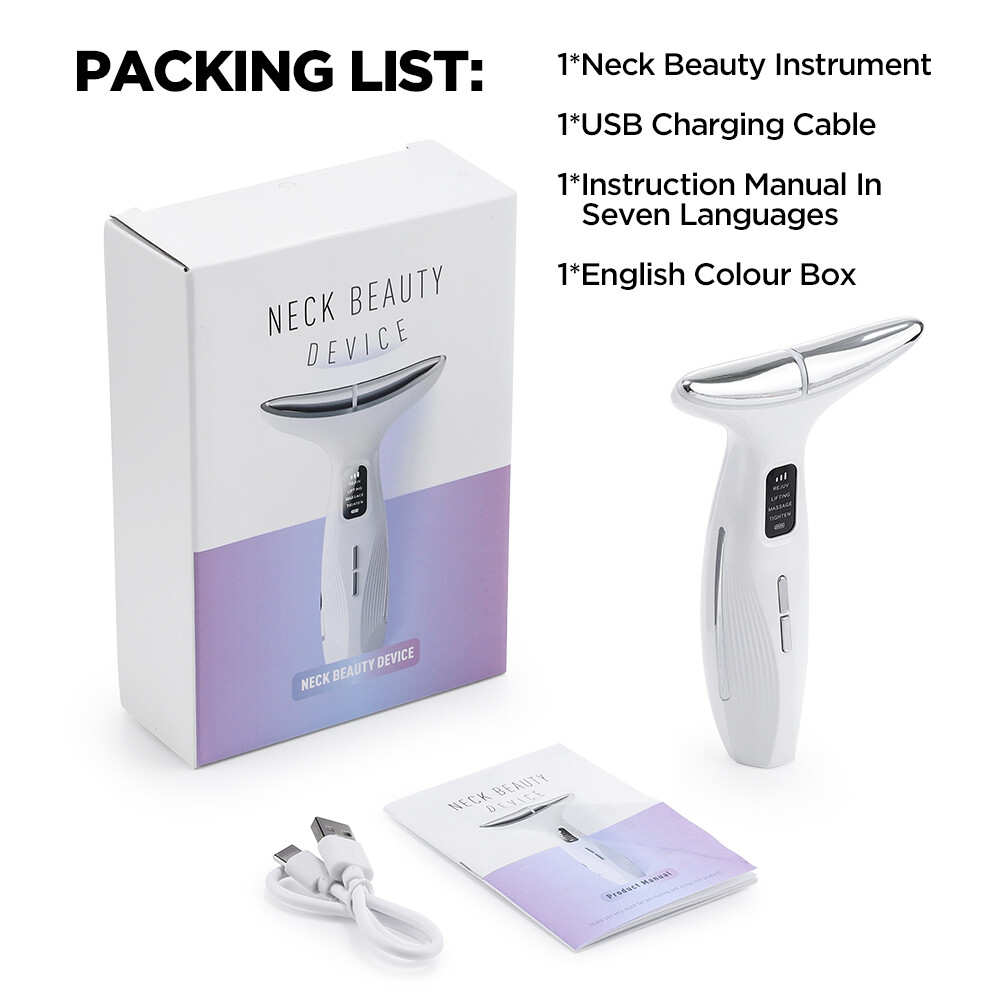 Microcurrent Facial & Neck Massager 3 Modes,Light Therapy, 45°C Constant Heat