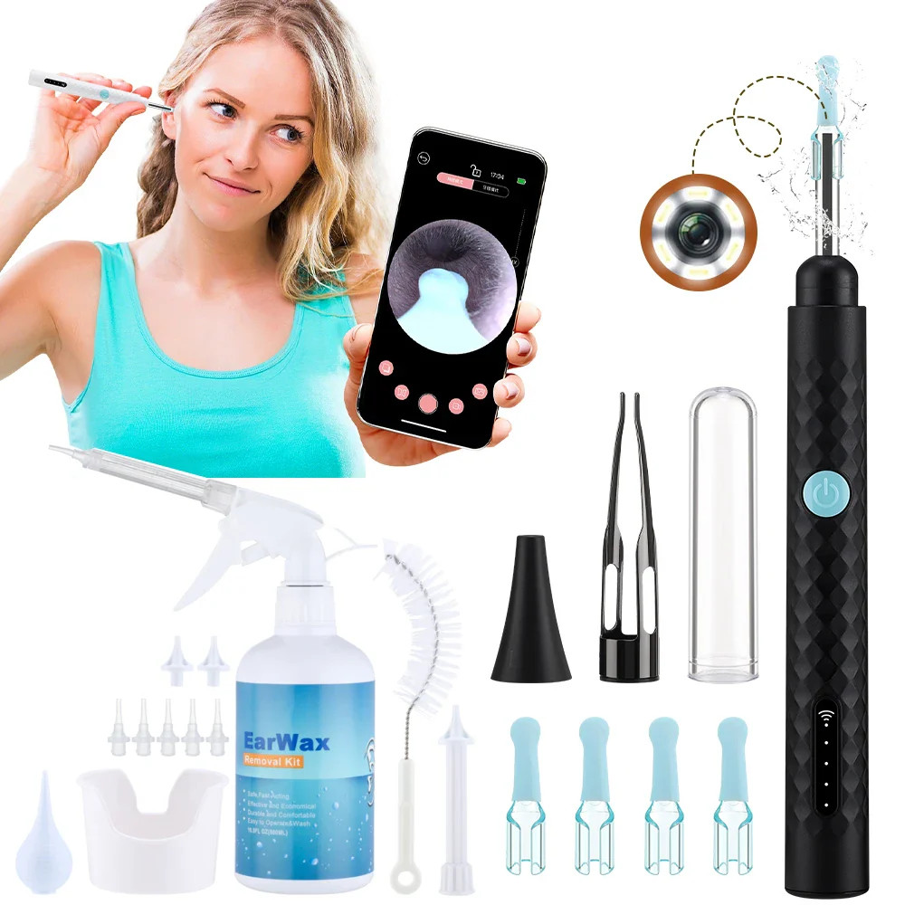 Ear Cleaner with Camera Set Ear Wax Washing Kit HD Ear Sticks Otoscope Endoscope