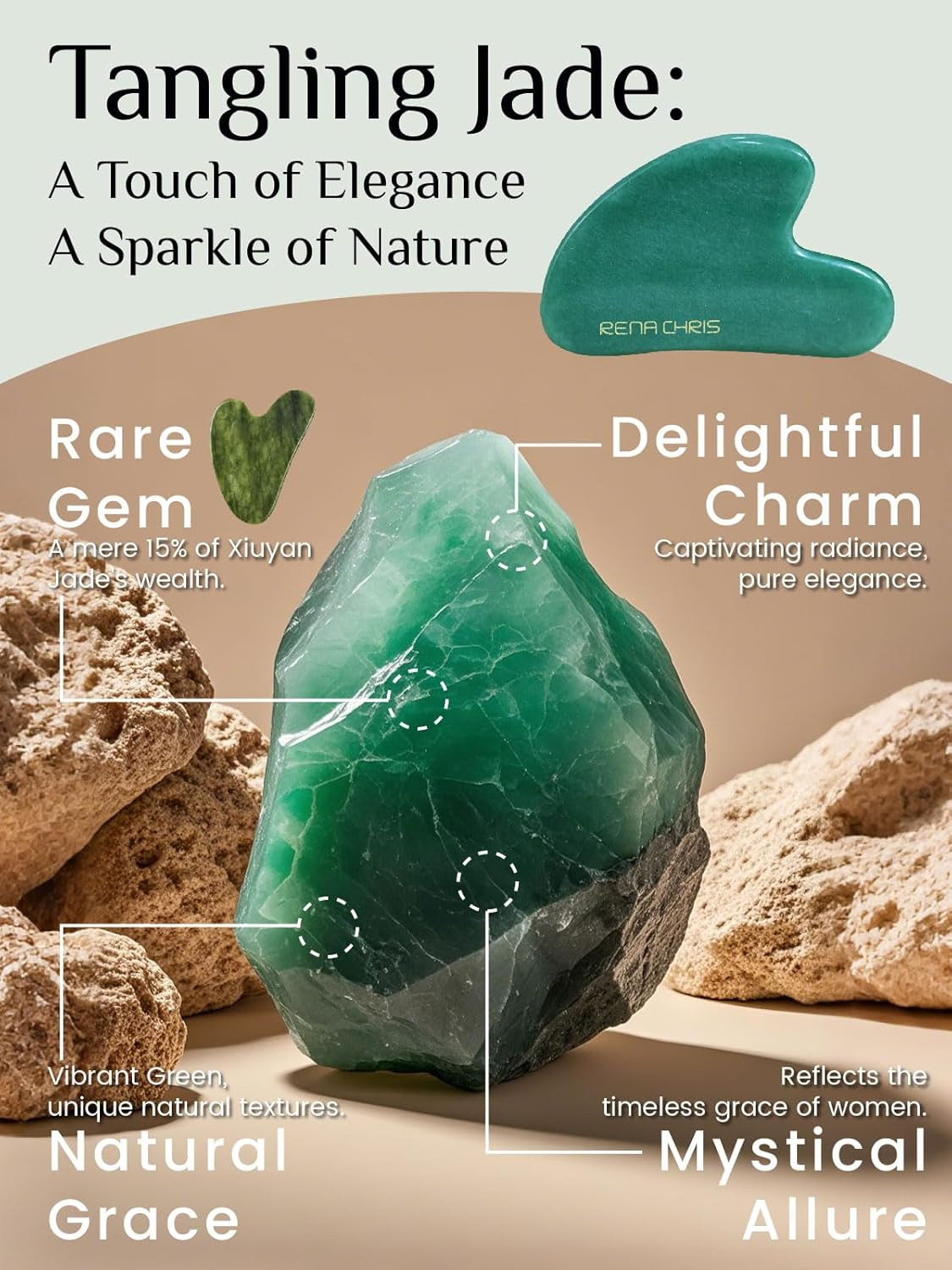Gua Sha Facial Tools: Natural Jade Stone Guasha Tool for Face Acupuncture Therap